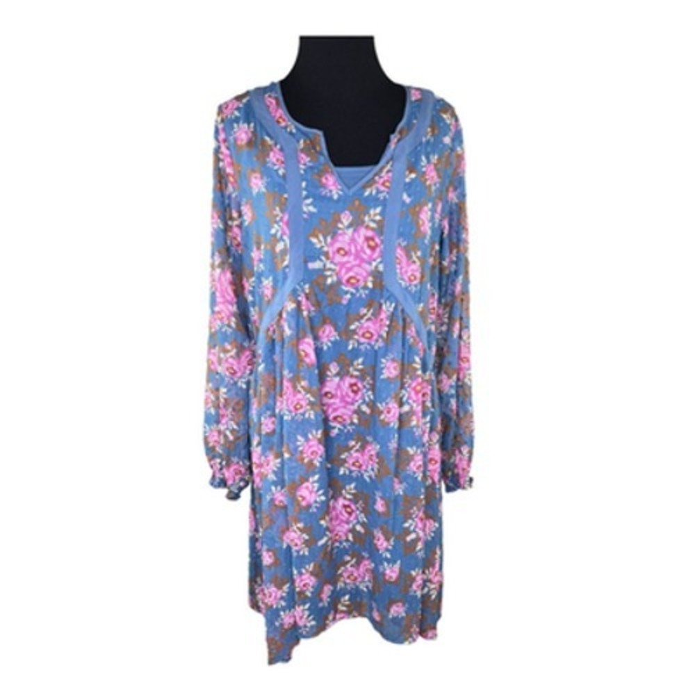 Matilda Jane Womens "To‎ The Nines" Dress Easy Fit Floral Sz Sm Blue Pink EUC
